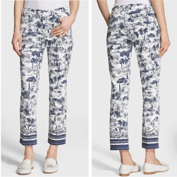Tory Burch Tropical Toile Print Straight Leg Crop Jeans Size 28 (6-8) - Picture 1 of 10